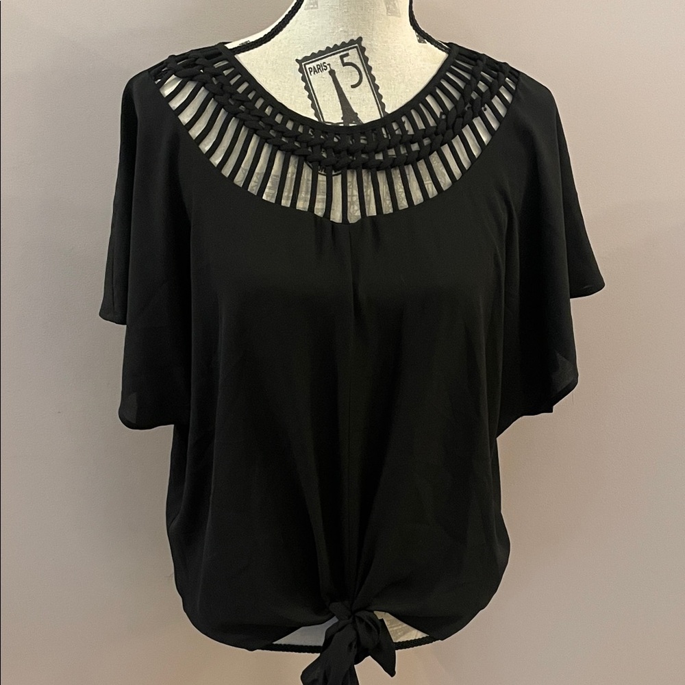 Maurices Black Blouse with Knotted Hem